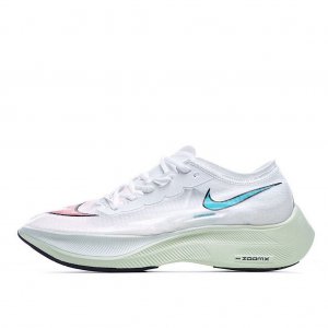 Tênis Nike ZoomX Vaporfly NEXT% - Branco Verde Claro e Azul - Masculino