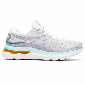 TÊNIS ASICS GEL NIMBUS 24 - BRANCO E AZUL CLARO - FEMININO