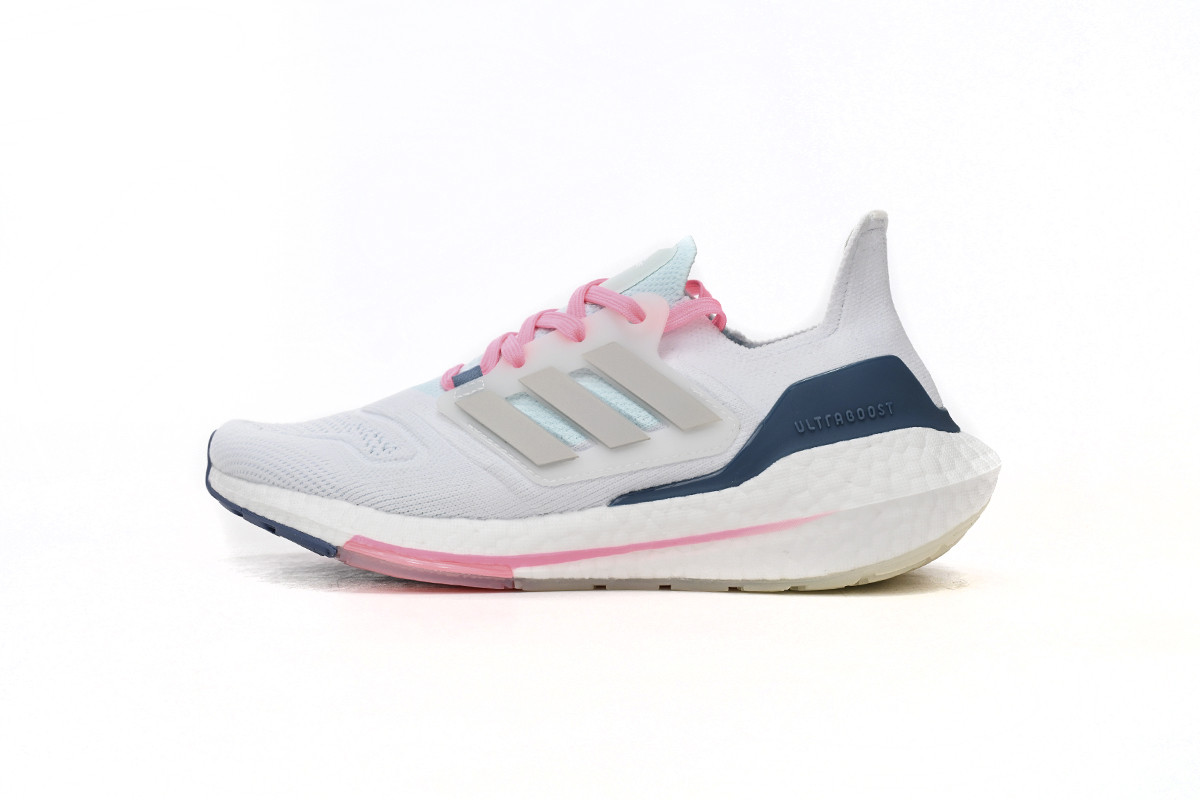 Tênis Adidas UltraBoost 22 - Branco Cinza e Rosa - Feminino 
