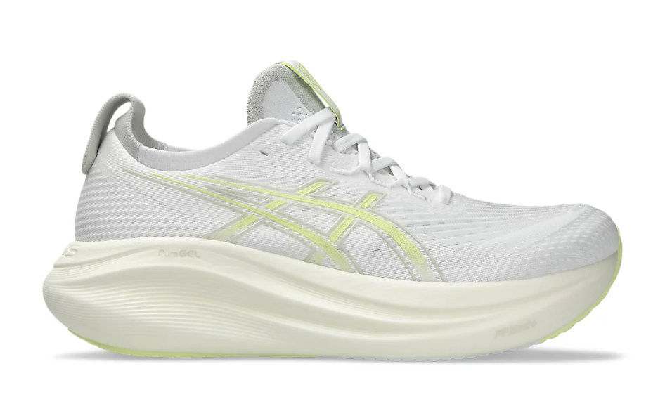 Tênis ASICS GEL Nimbus 27 - Masculino - Branco Gelo e Verde Claro