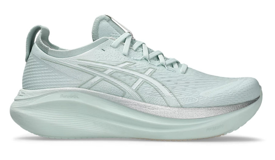 Tênis ASICS GEL Nimbus 27 - Masculino - Verde Claro e Prata
